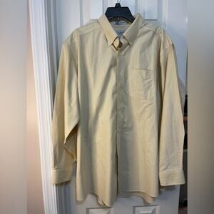 LL Bean Retro Men’s Preppy Yellow stripe Button Down Shirt size 17.5/34